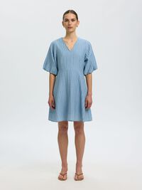 SHORT SLEEVED MINI DRESS, Dusty Blue, highres