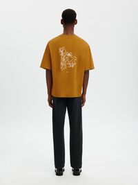 TRYCKTA T-SHIRT MED RUND HALSRINGNING, Golden Brown, highres