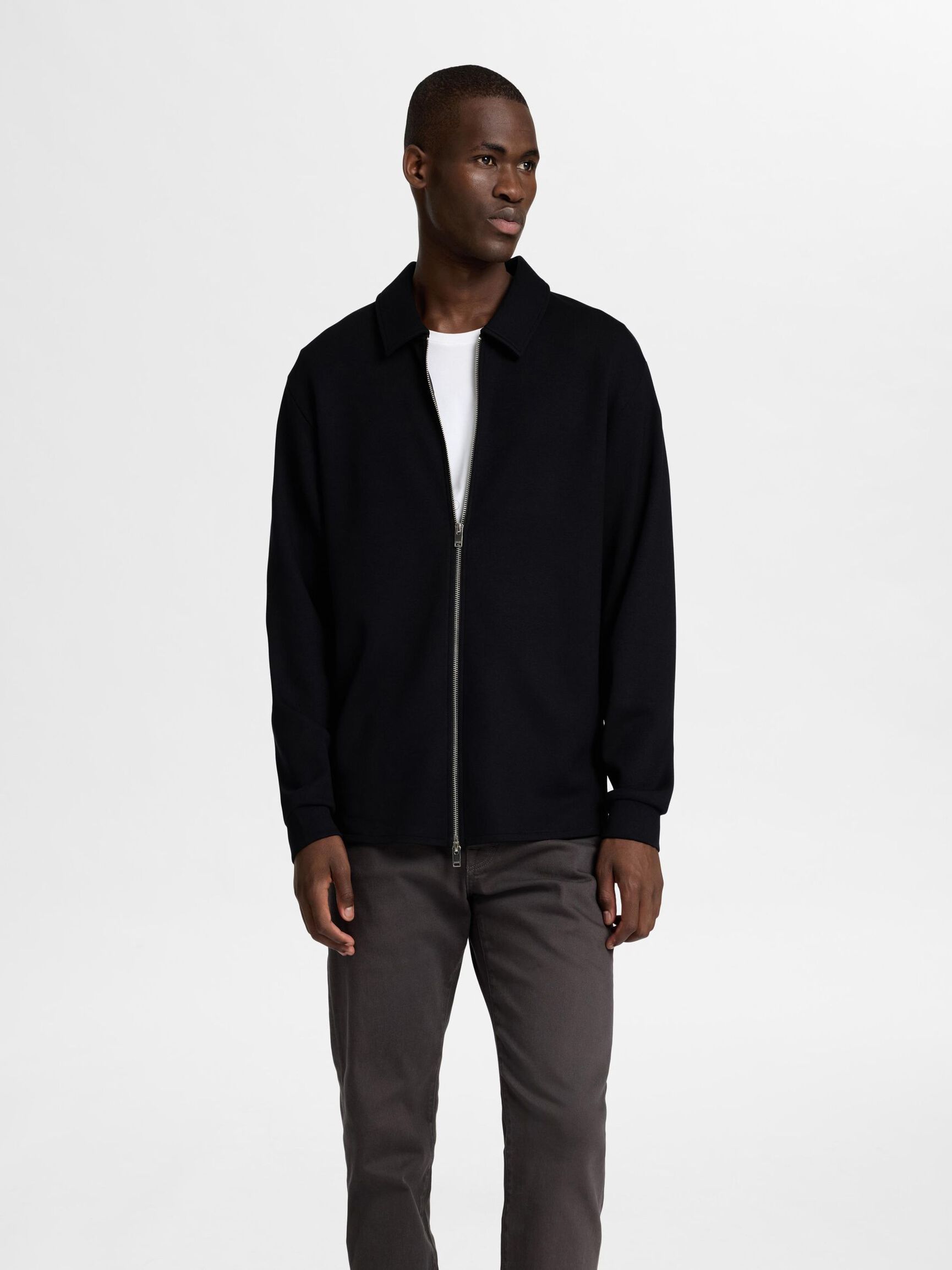 VISCOSE MÉLANGÉE CARDIGAN, Black, highres