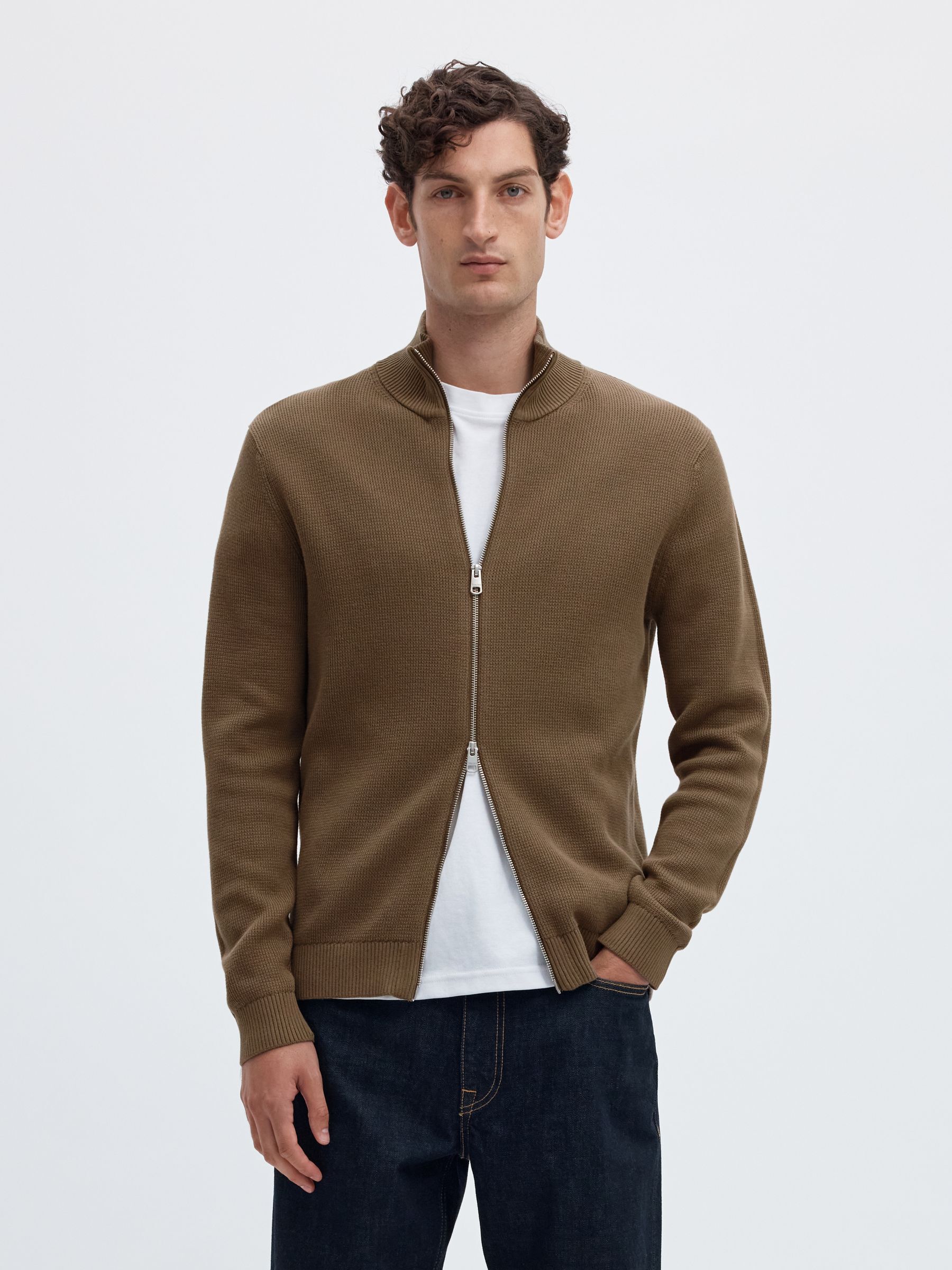 ZIPPED HIGH NECK PULLOVER | Grey | Selected