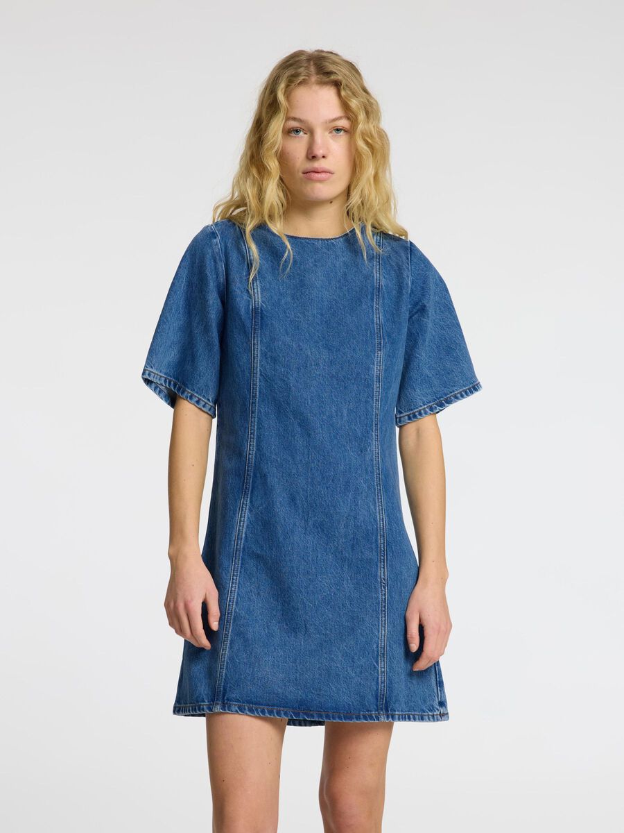 Selected KURZARM JEANSKLEID, Medium Blue Denim, highres - 16096711_MediumBlueDenim_003.jpg