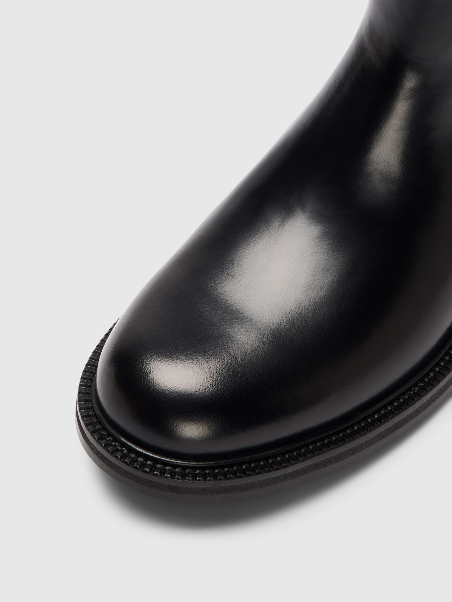 LEATHER CHELSEA BOOTS, Black, highres