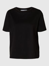 DETAILED 100% BAUMWOLL T-SHIRT, Black, highres