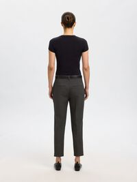 VISCOSE BLEND CROPPED TAPERED TROUSERS, Dark Grey Melange, highres