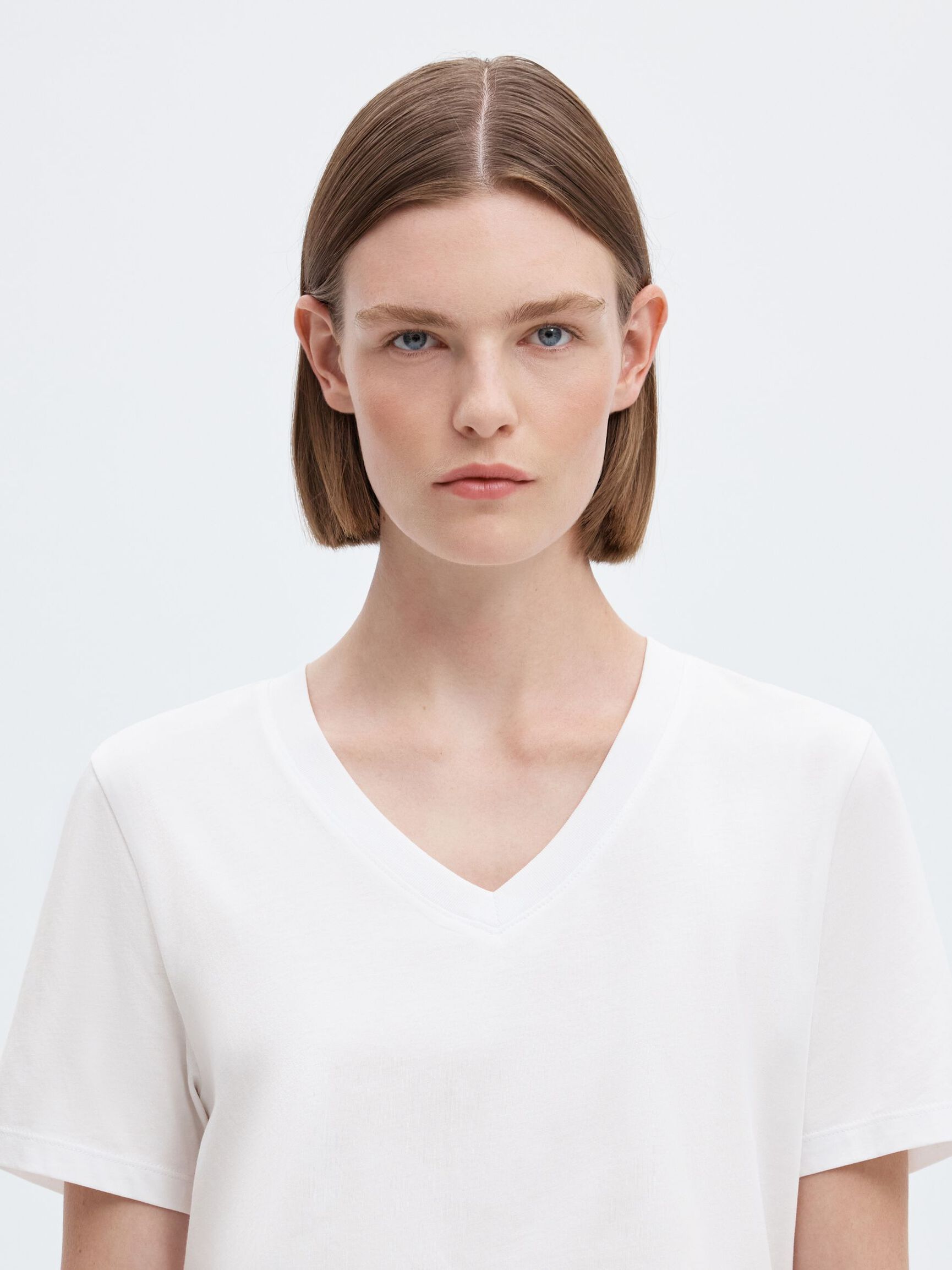 KLASSIEKE V-NECK T-SHIRT, Bright White, highres
