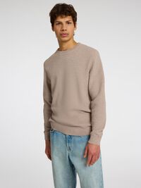 100% KATOEN PULLOVER MET RONDE HALS, Oatmeal, highres