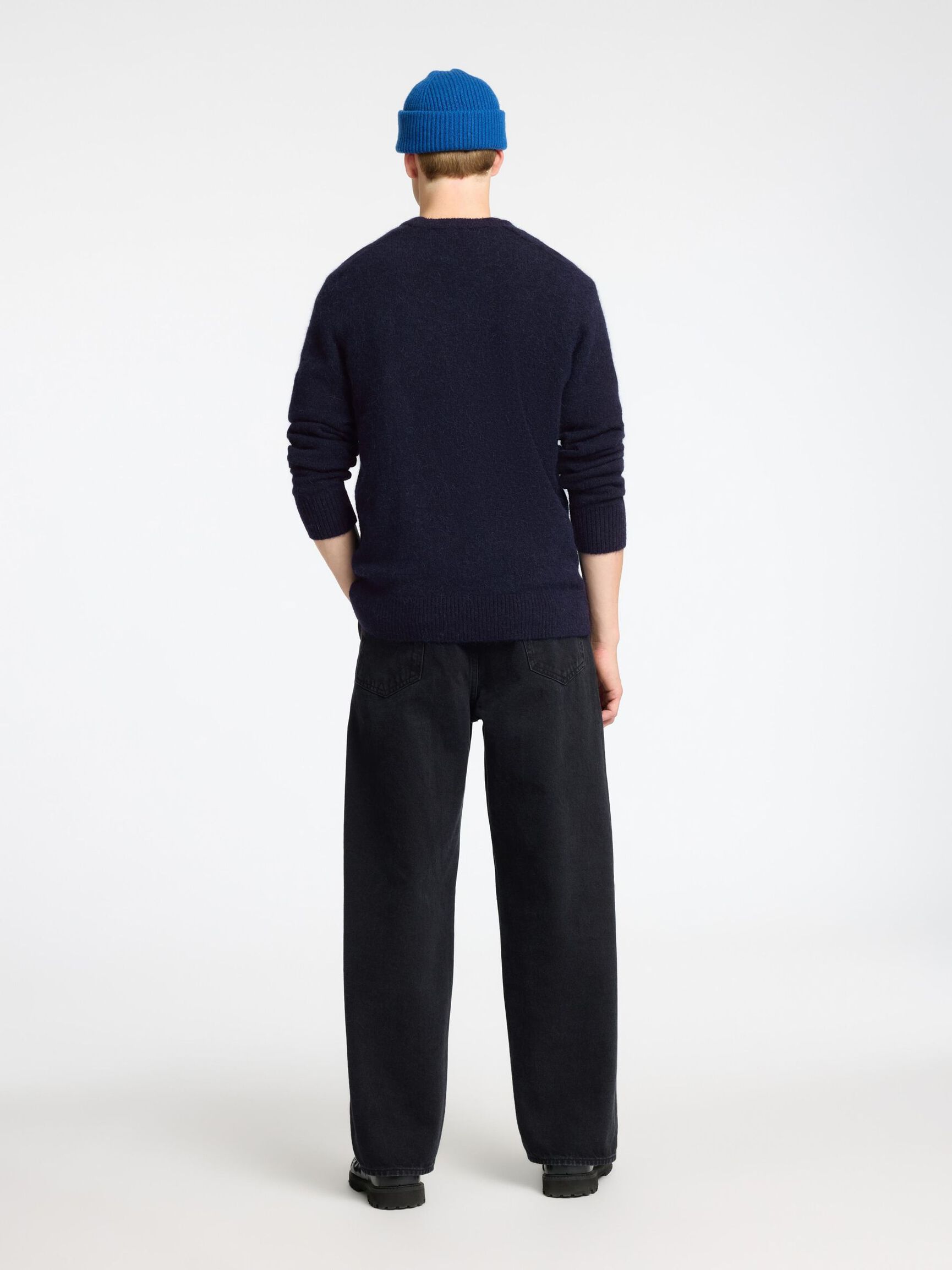 LONG-SLEEVED KNITTED JUMPER, Sky Captain, highres