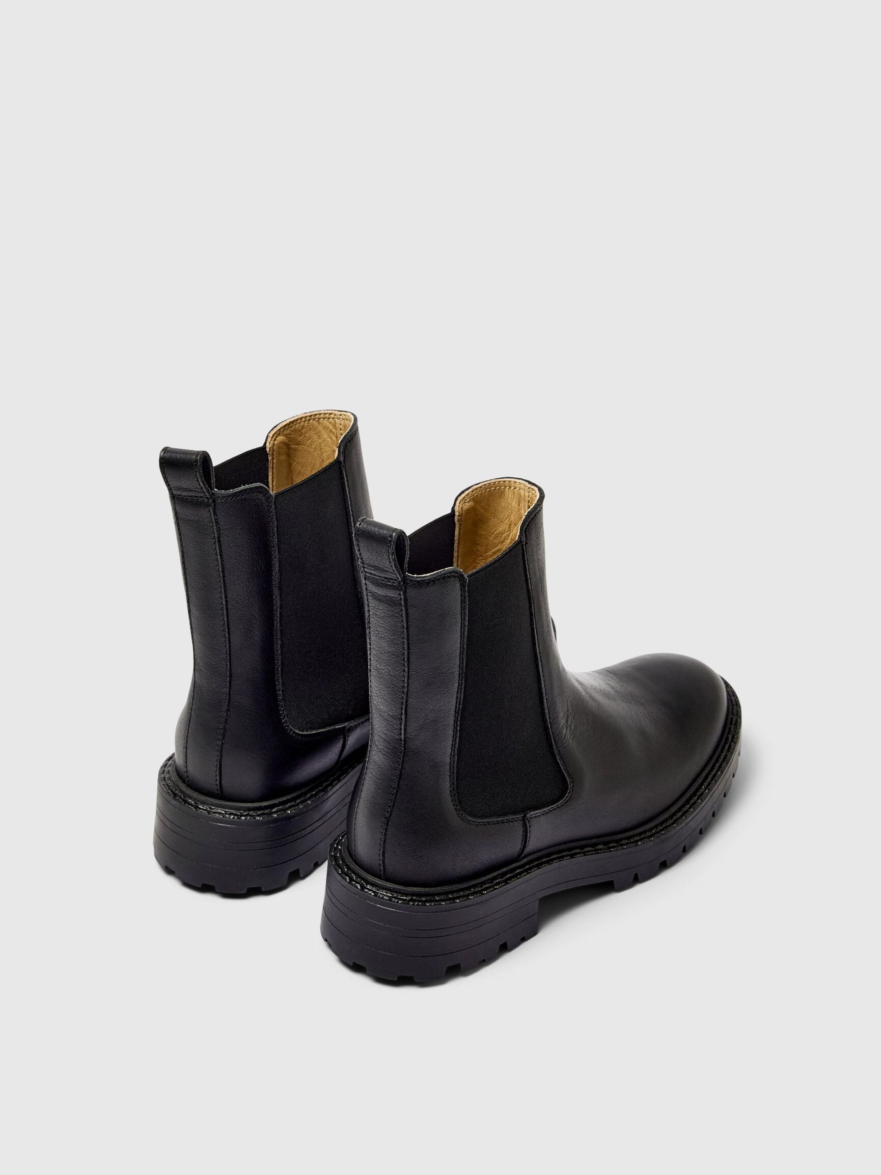 LEATHER CHELSEA BOOTS, Black, highres