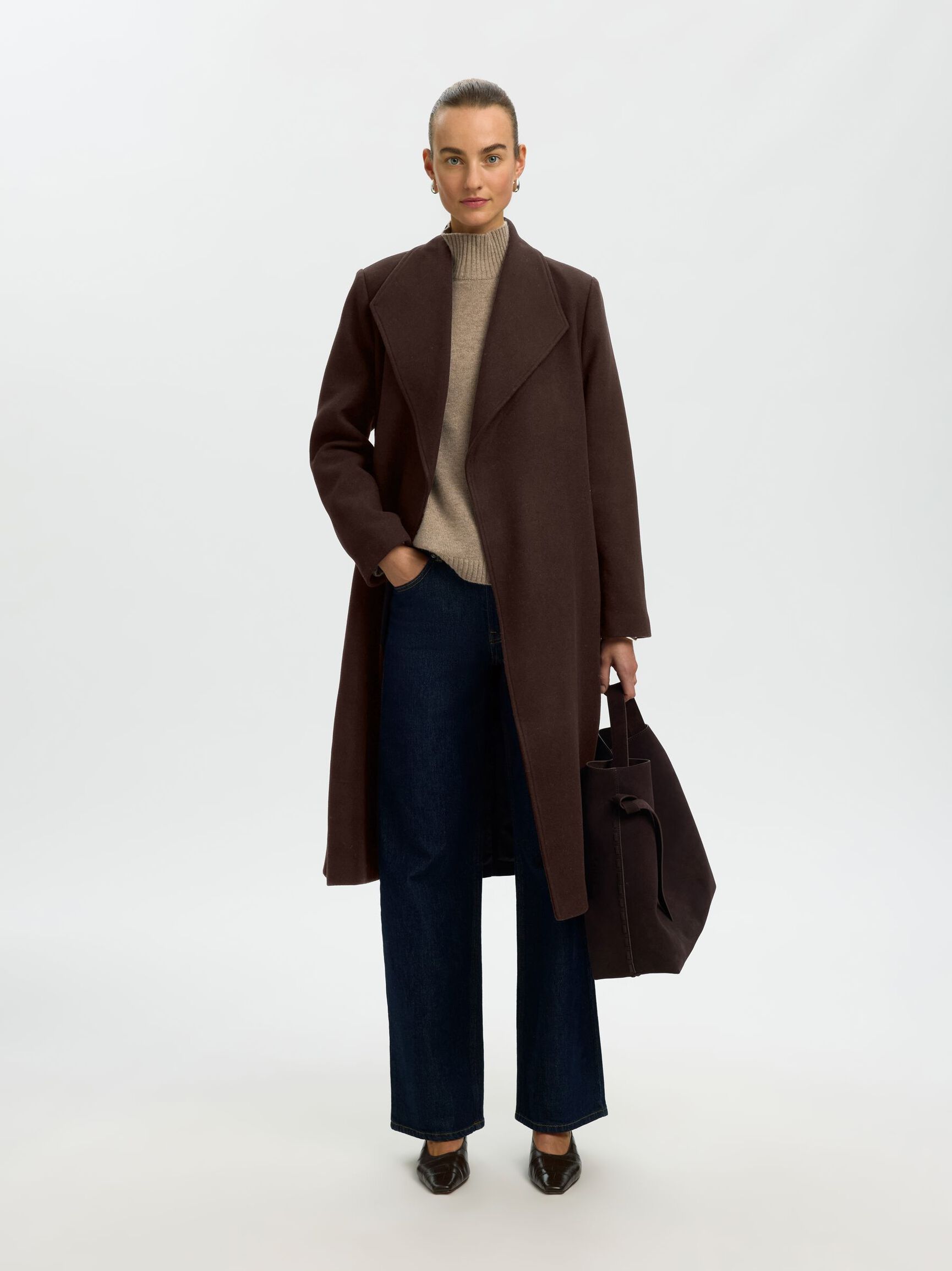 WOOL BLEND LONG COAT, Delicioso, highres