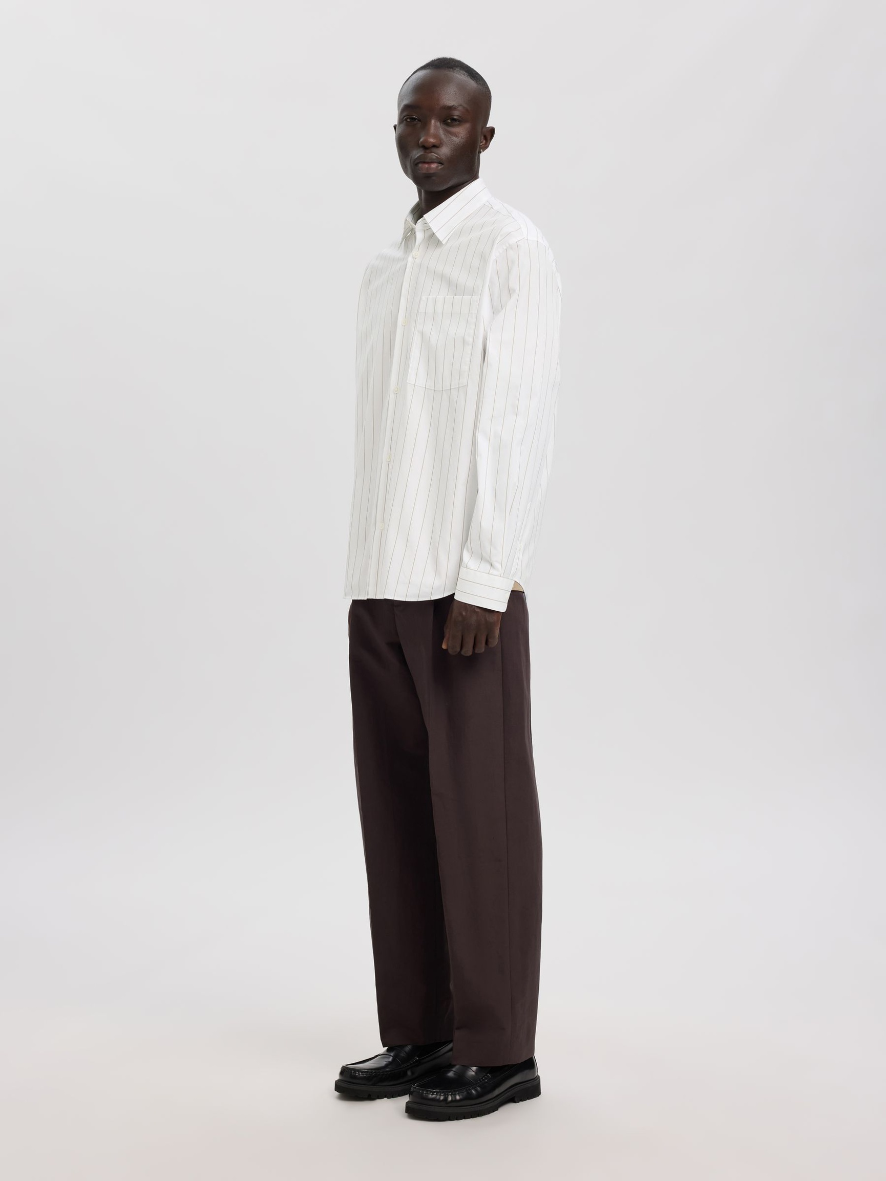 CAMICIA A RIGHE, Brilliant White, highres