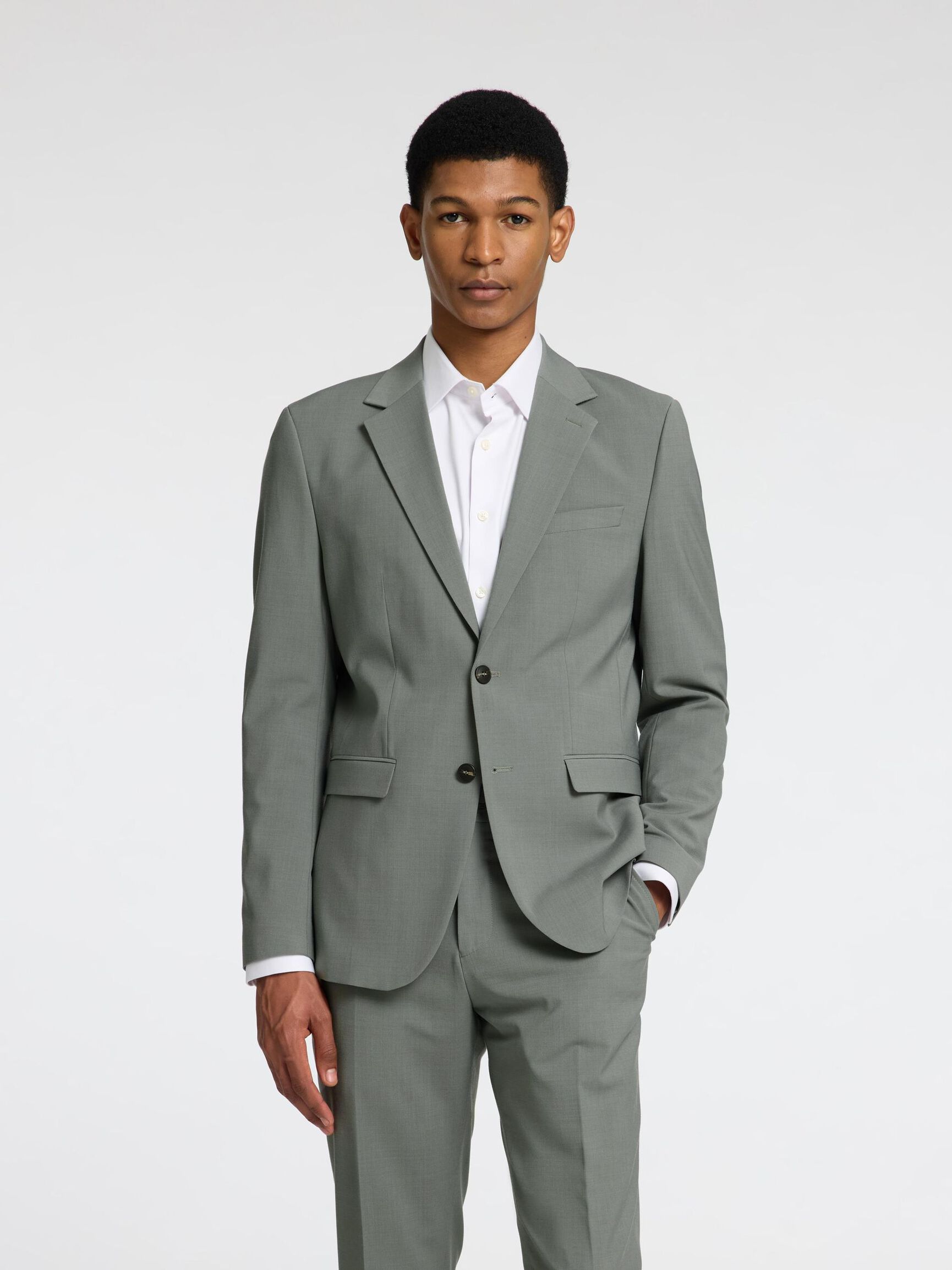 BOUTONNAGE SIMPLE BLAZER AJUSTÉ, Iceberg Green, highres