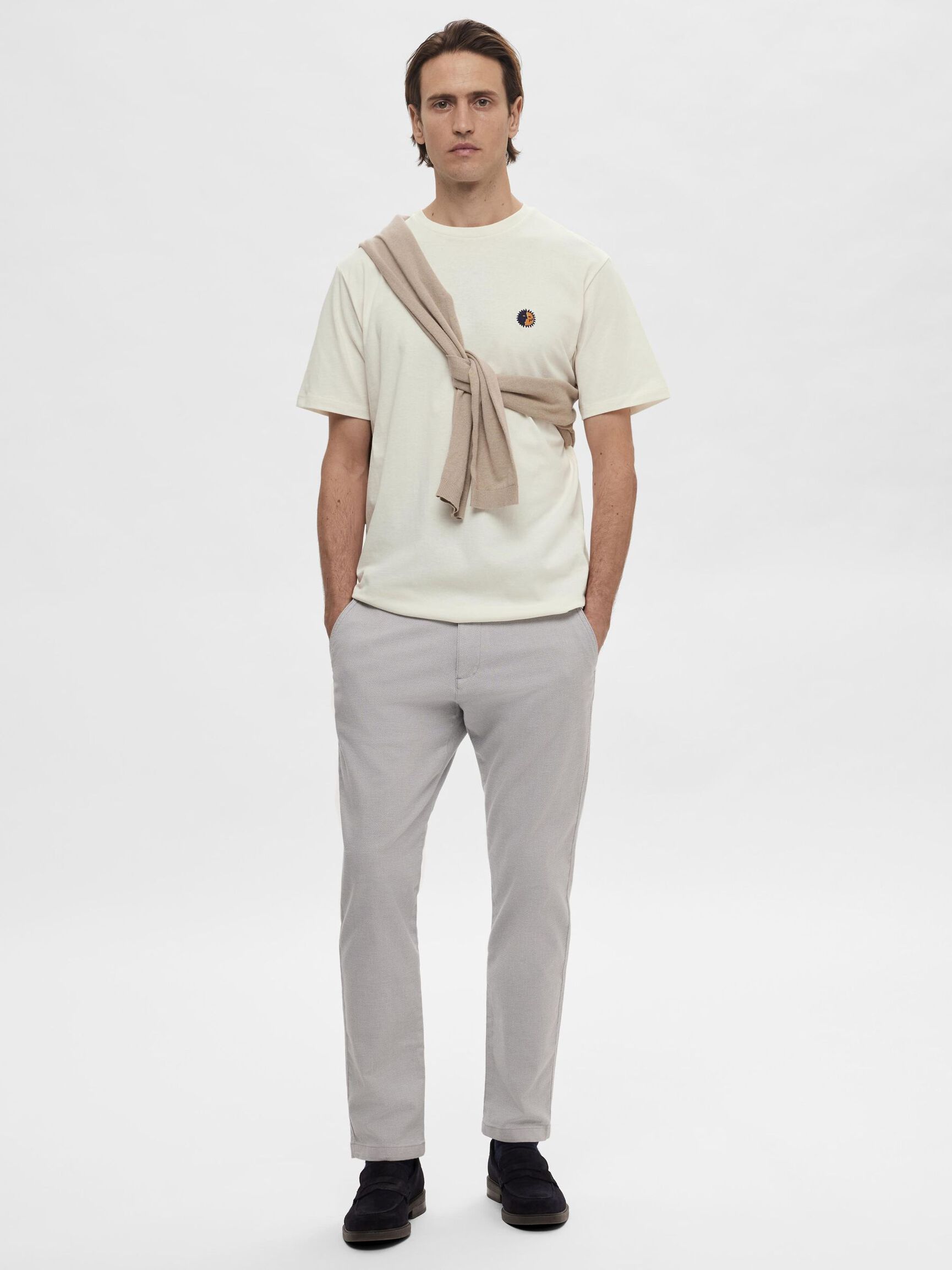 BRODERET T-SHIRT, Egret, highres
