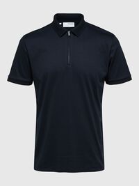 ZIPPER POLO SHIRT, Sky Captain, highres