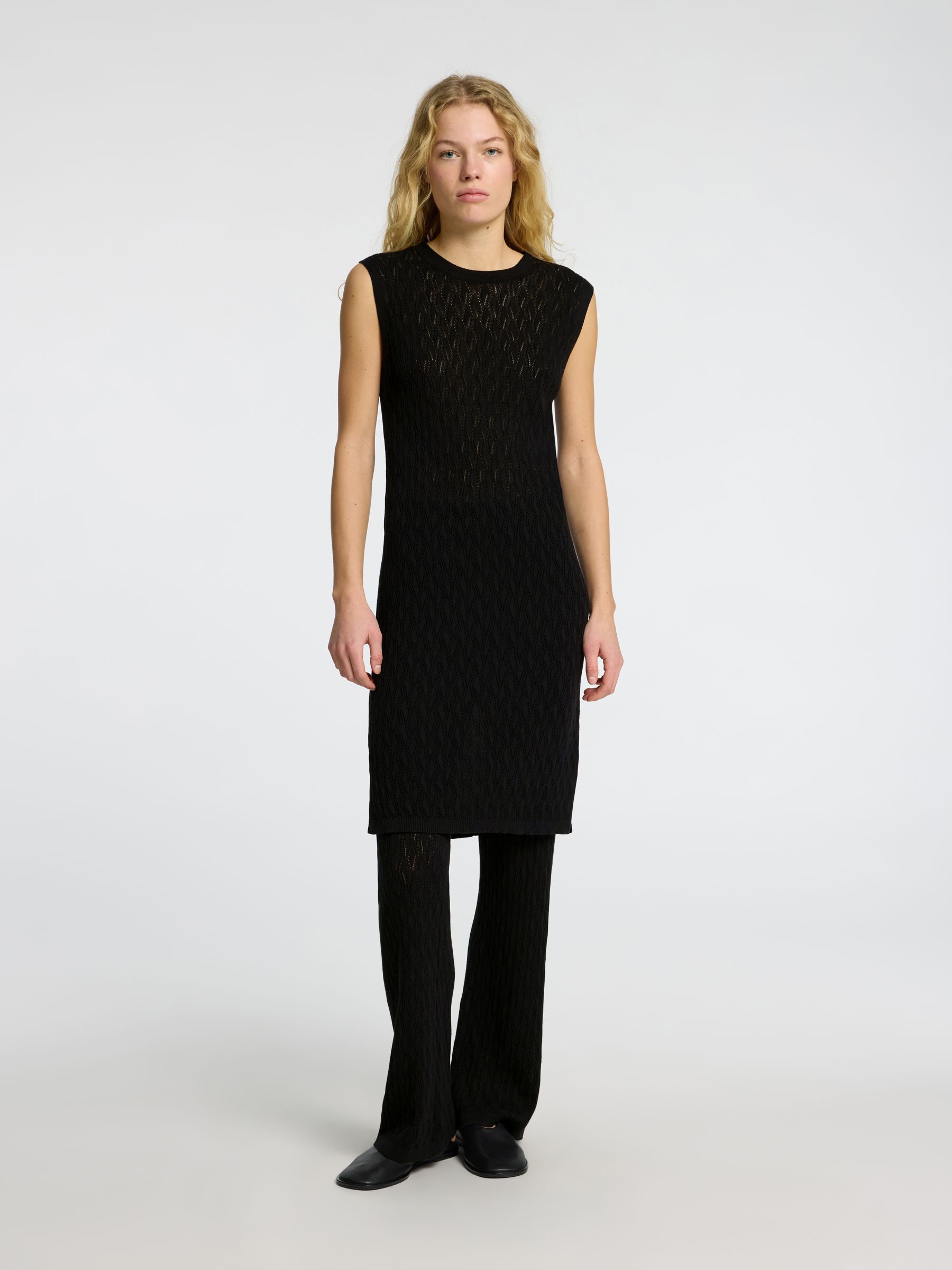 KNITTED  MIDI DRESS, Black, highres