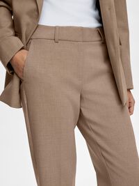 VISCOSE BLEND CROPPED TROUSERS, Camel, highres