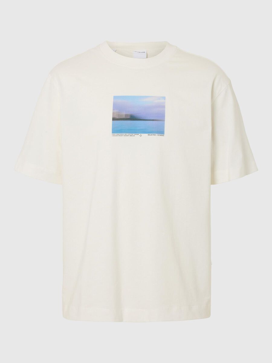 Selected PRINT T-SHIRT MIT RUNDHALSAUSSCHNITT, Egret, highres - 16096792_Egret_1172051_001.jpg