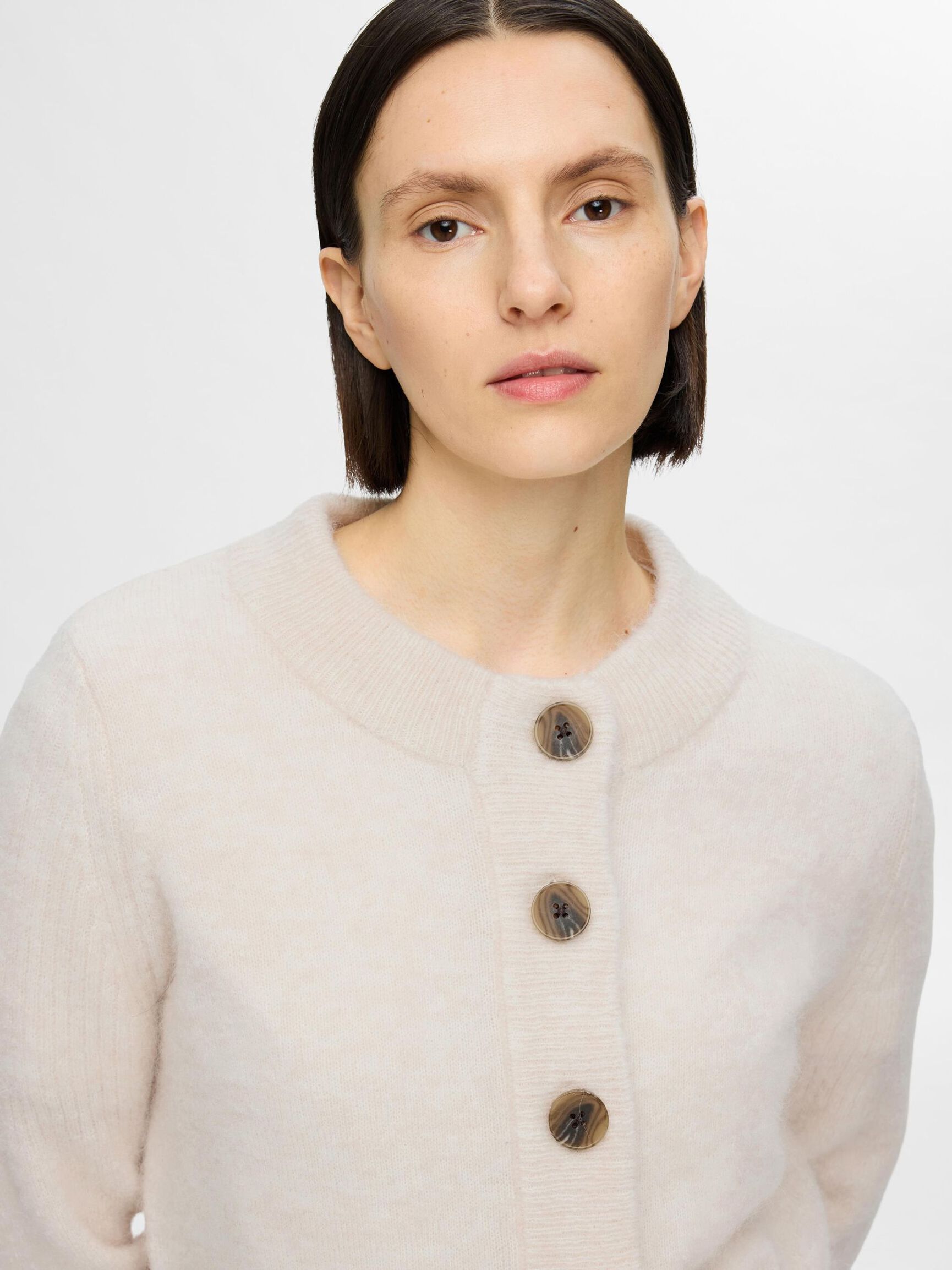 WOLLGEMISCH STRICK STRICKJACKE, Birch, highres