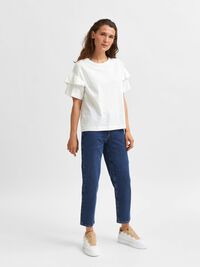 COTTON RUFFLE  T-SHIRT, Snow White, highres