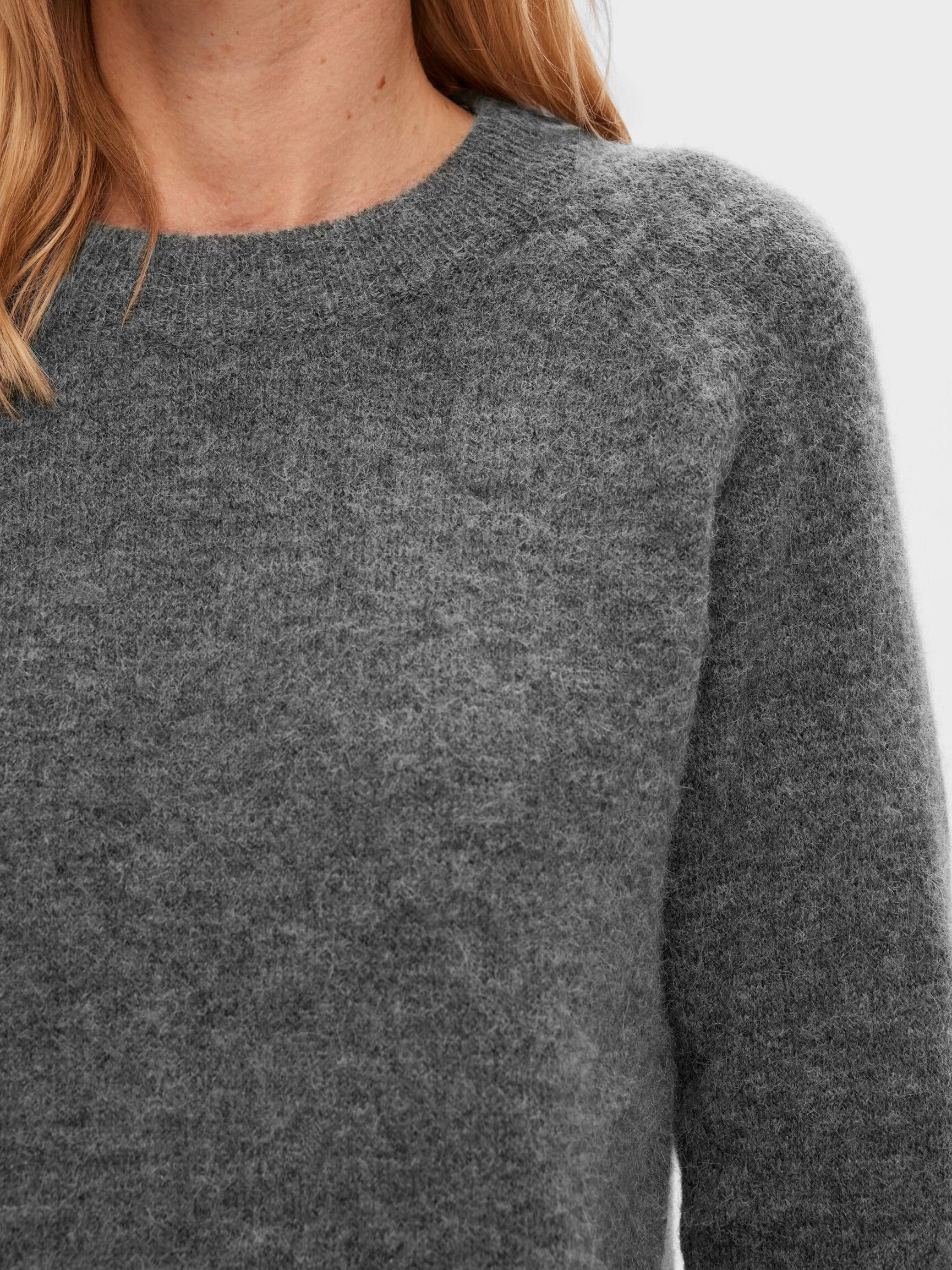 LONG-SLEEVED KNITTED JUMPER, Medium Grey Melange, highres