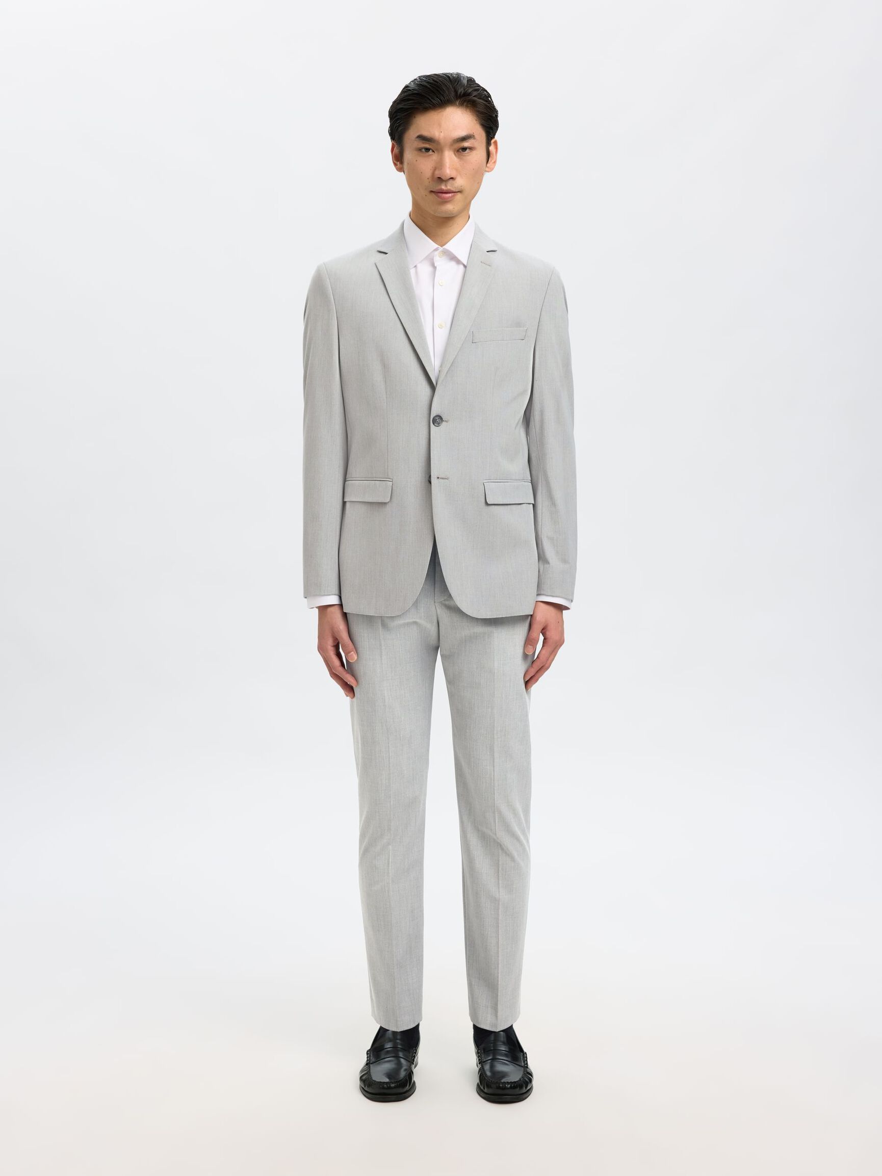 VISCOSE BLEND SLIM FIT BLAZER, Light Grey Melange, highres