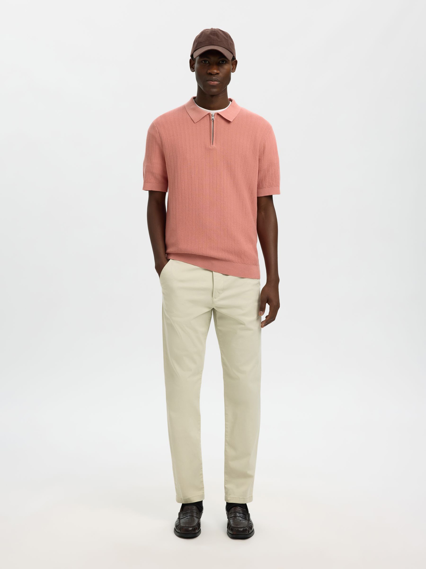 ZIP UP POLO SHIRT, Rose Dawn, highres