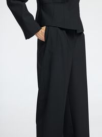 WOOL BLEND  BARREL FIT TROUSERS, Black, highres