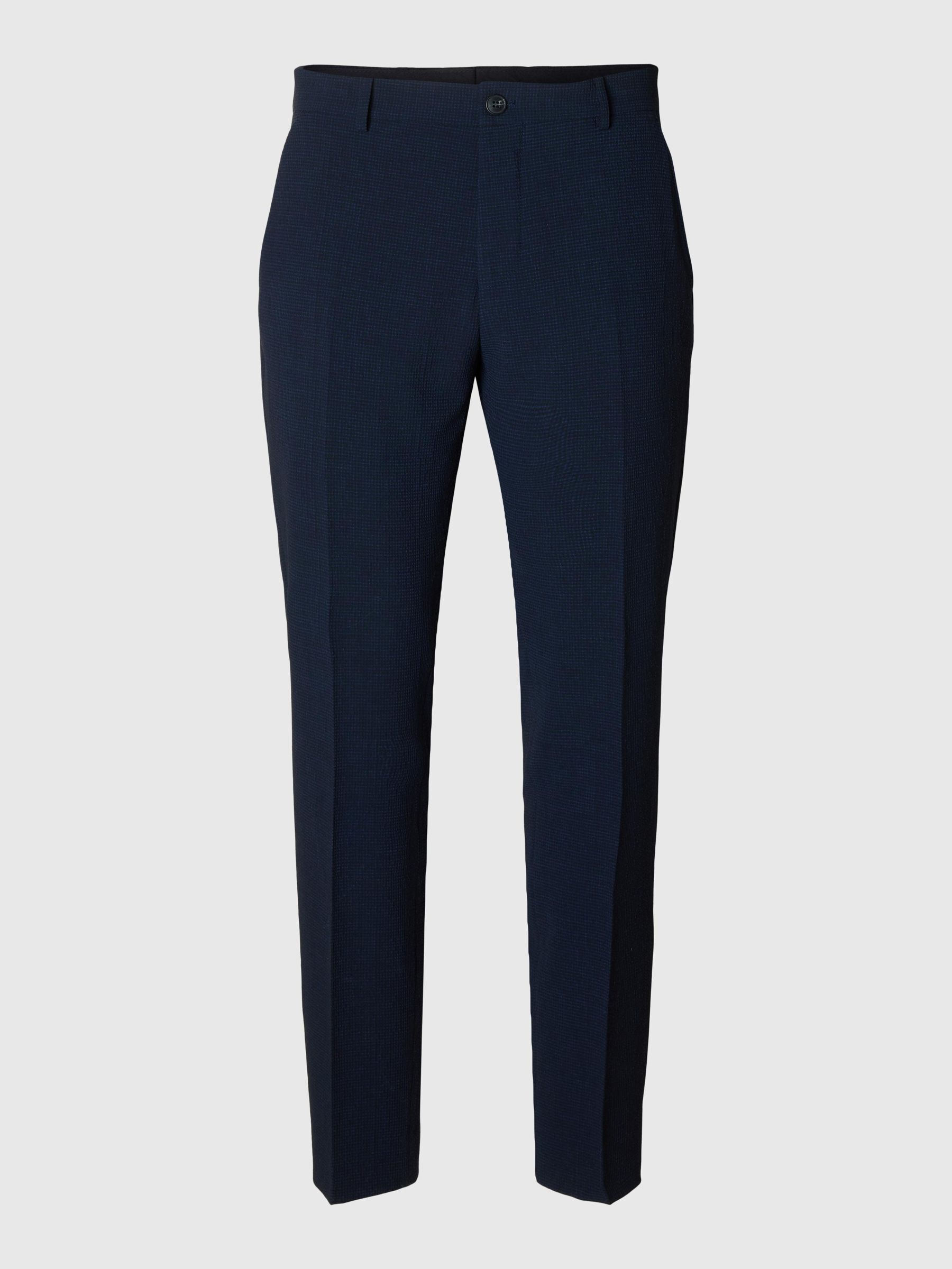 SLIM FIT SEERSUCKER SUIT TROUSERS | Blue | Selected