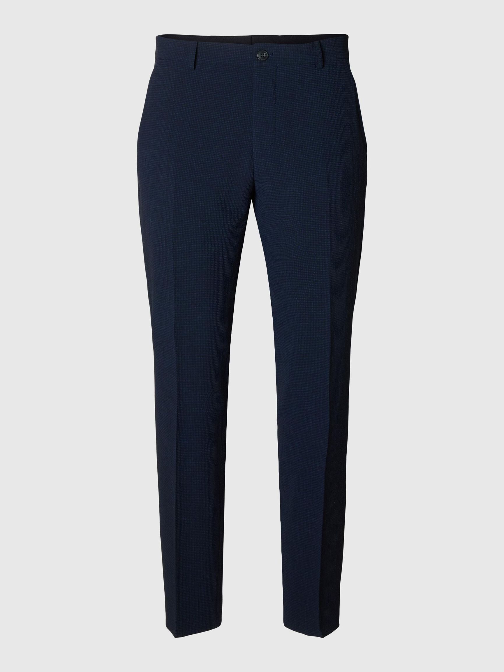 SLIM FIT SEERSUCKER SUIT TROUSERS, Dark Navy, highres