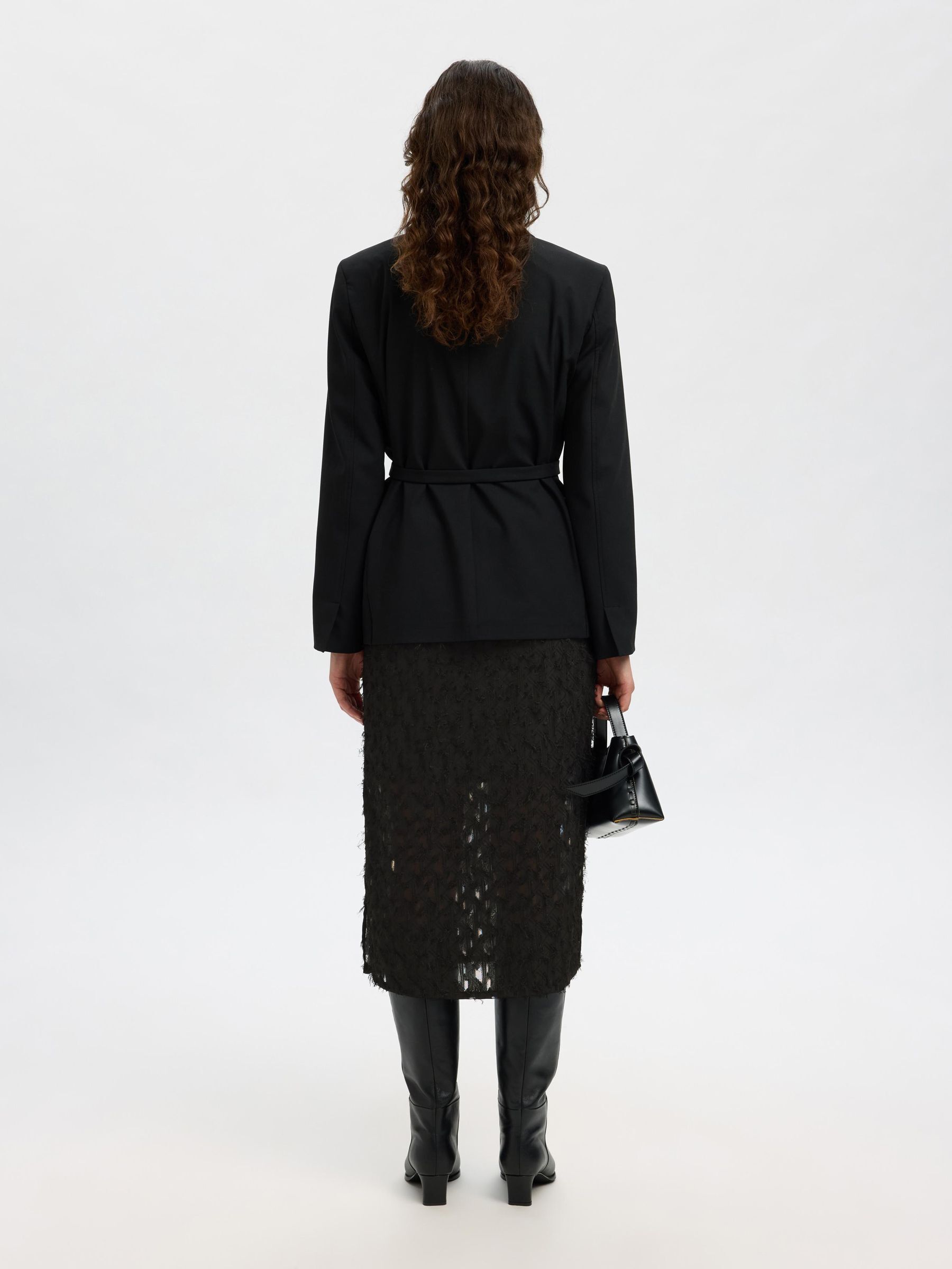 JACQUARD MIDI SKIRT, Black, highres