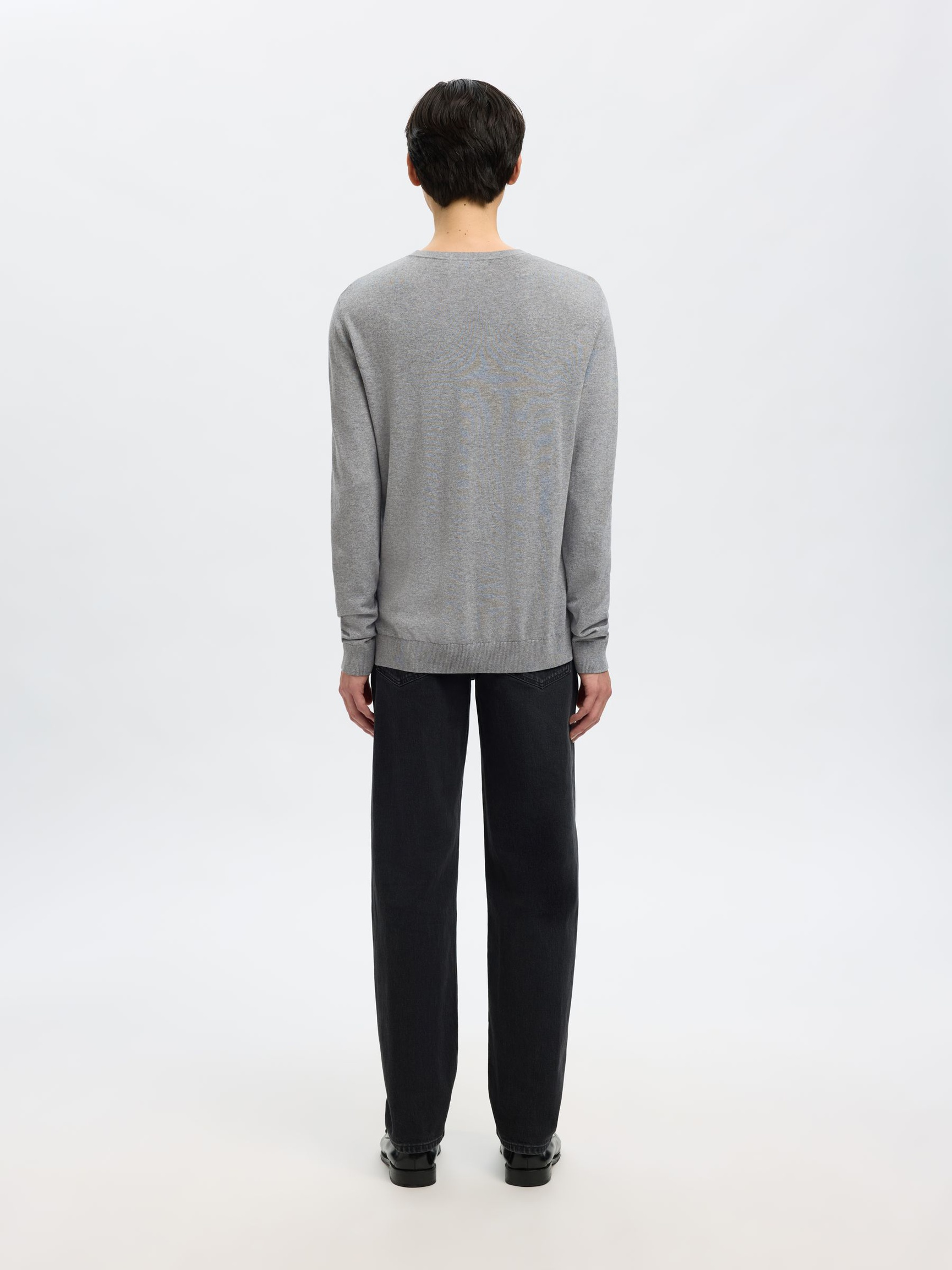 LANGARM PULLOVER MIT RUNDHALSAUSSCHNITT, Medium Grey Melange, highres