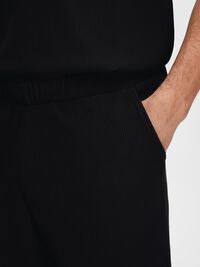 RIBBED SHORTS, Black, highres