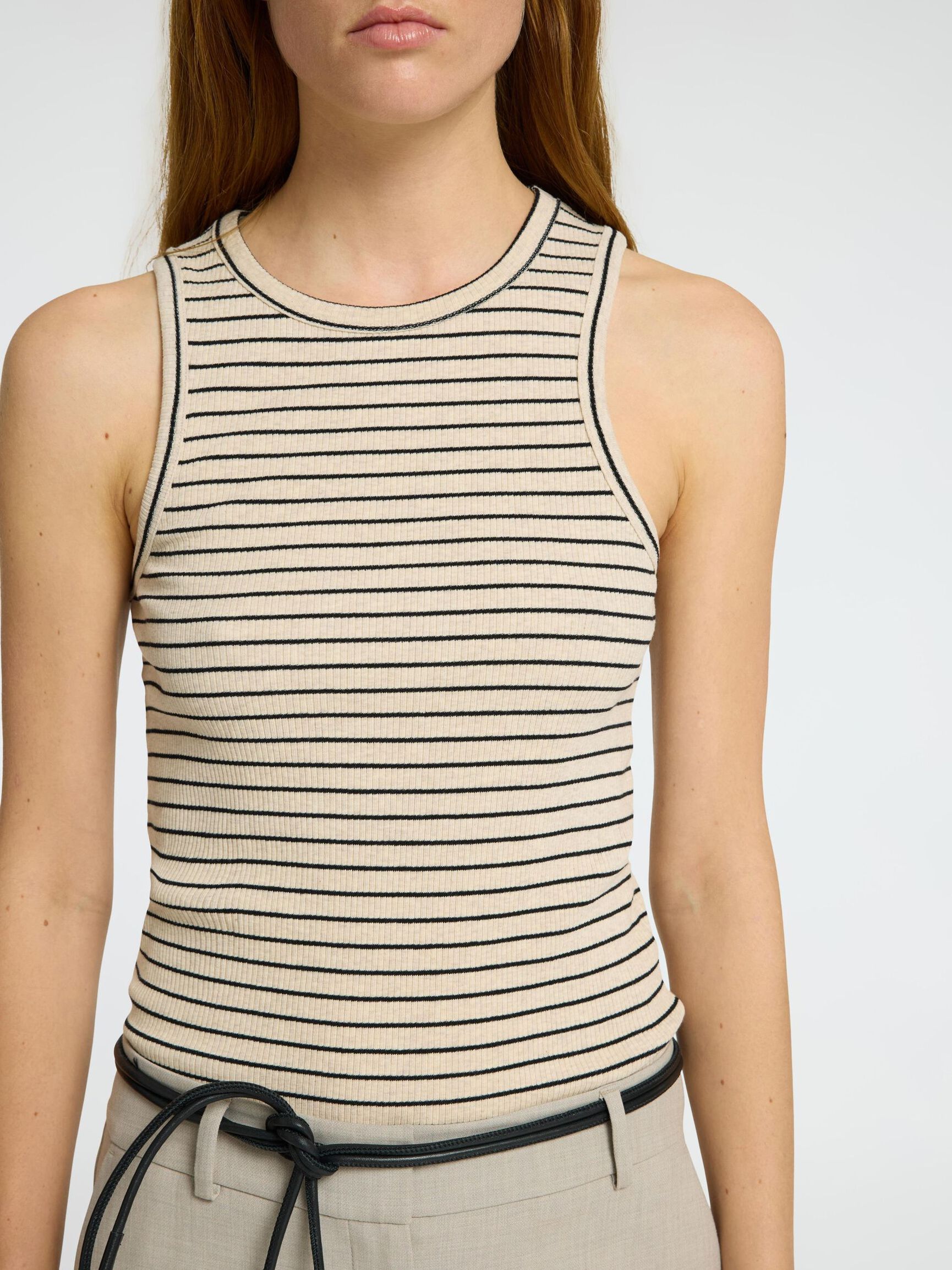 STRIPED TANK TOP, Oatmeal, highres