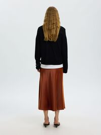 SATIN MIDI SKIRT, Cherry Mahogany, highres