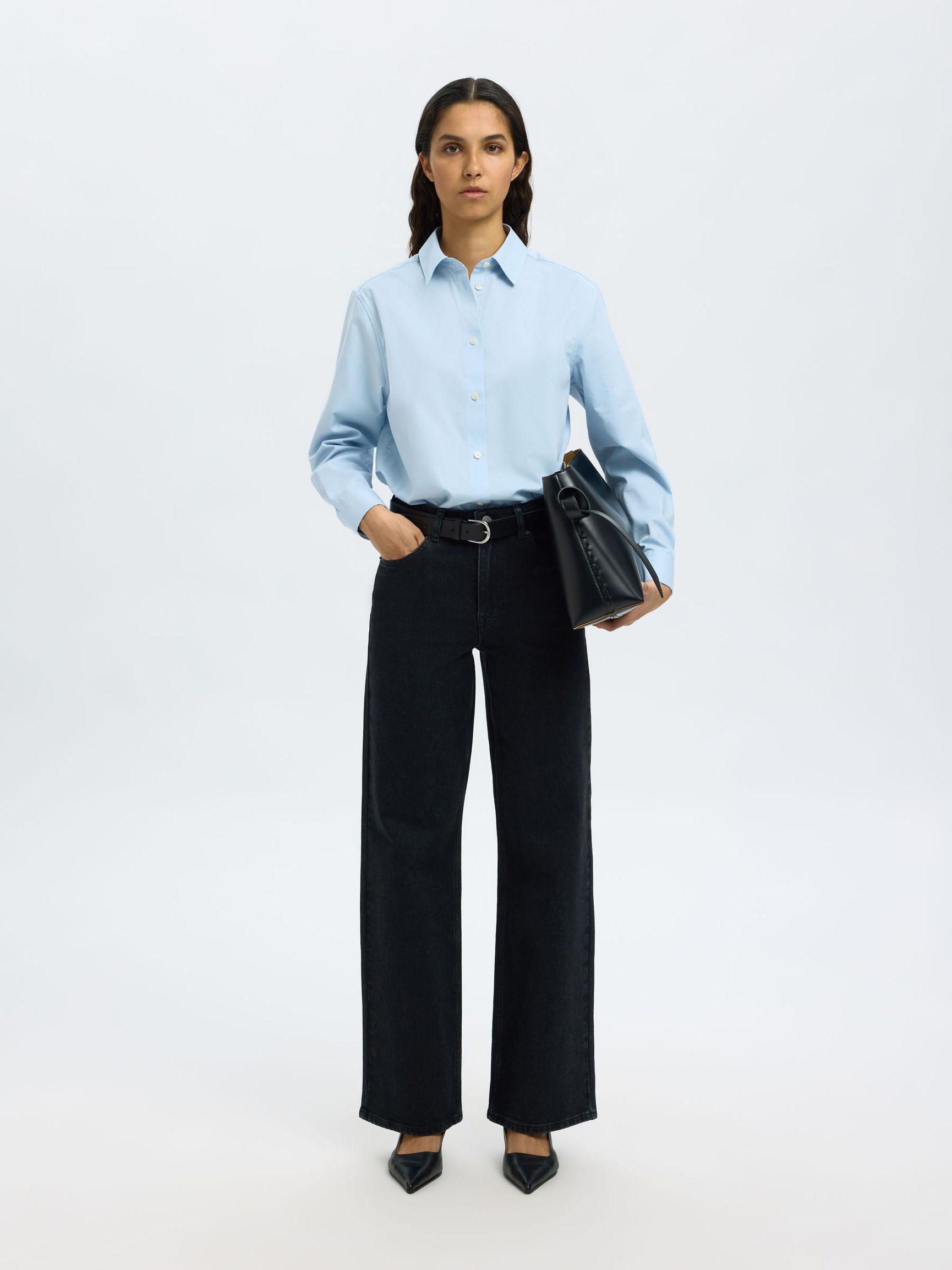 JEANS A GAMBA AMPIA, Black Denim, highres