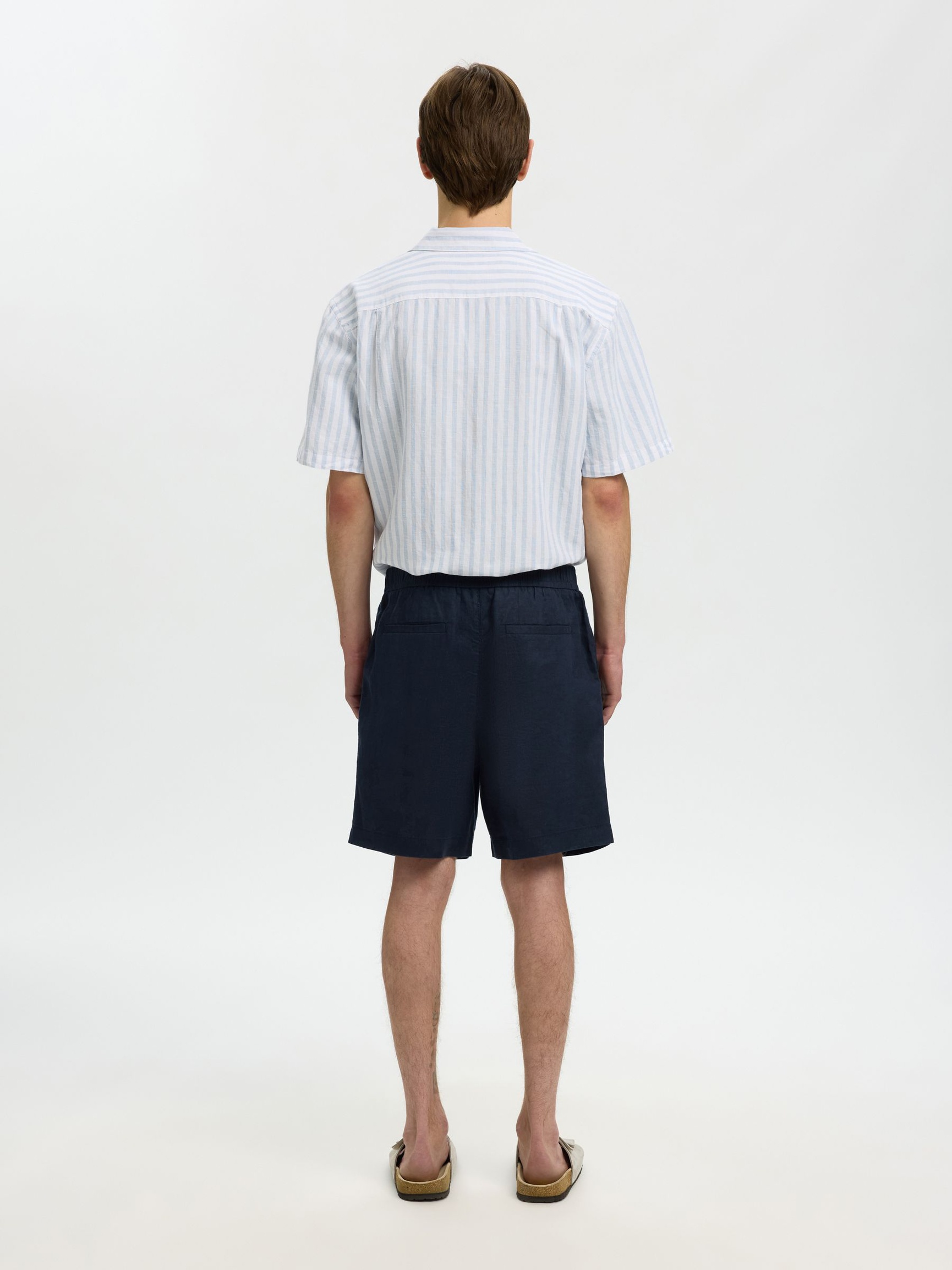 REGULAR FIT LINEN SHORTS, Sky Captain, highres