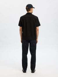LIN MÉLANGÉ CHEMISE À MANCHES COURTES, Black, highres