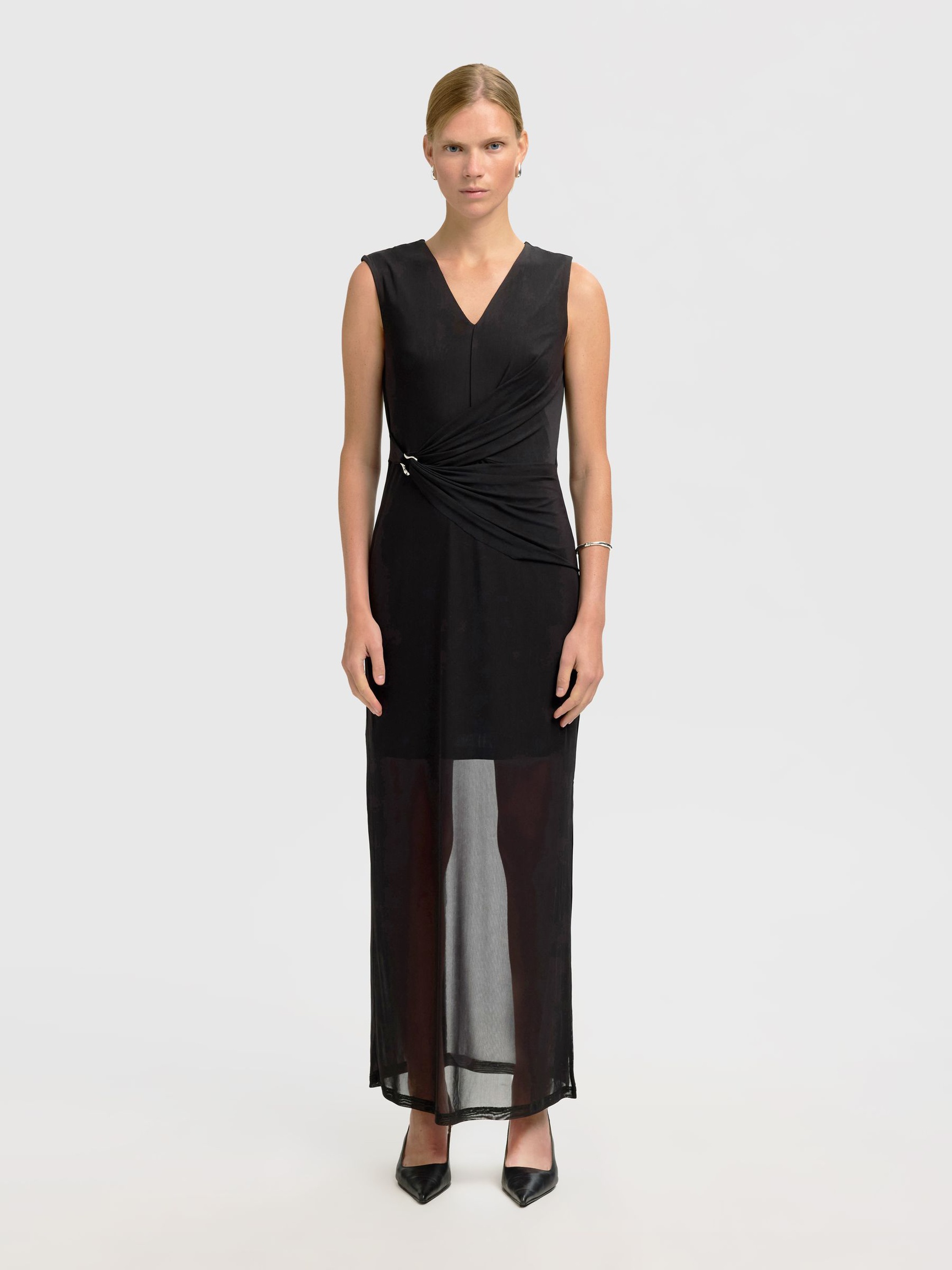 MESH MAXI DRESS, Black, highres