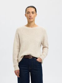 WOOL BLEND JUMPER, Birch, highres