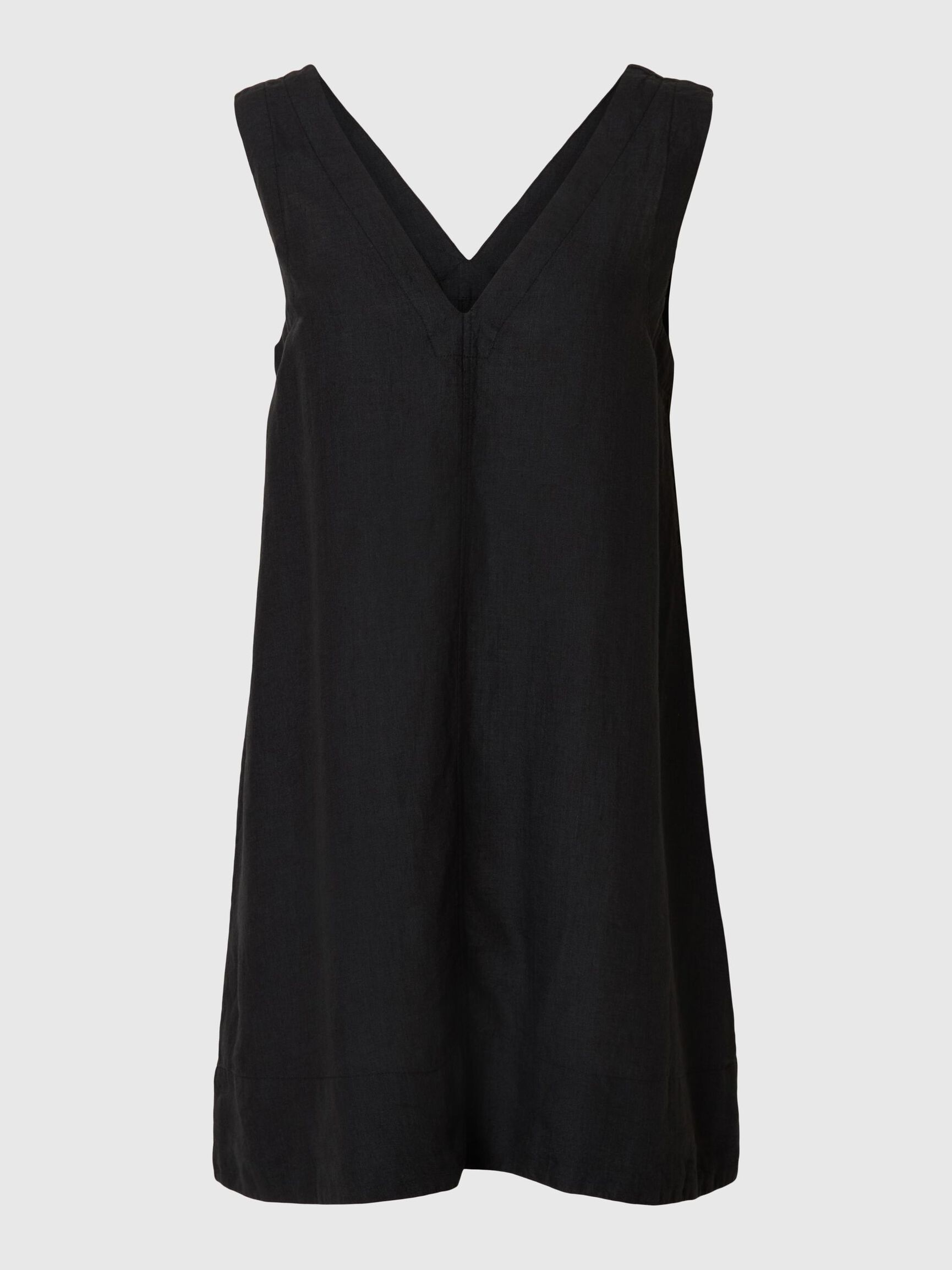 100% LEINEN KLEID OHNE ÄRMEL, Black, highres