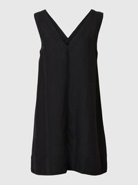 100% LEINEN KLEID OHNE ÄRMEL, Black, highres