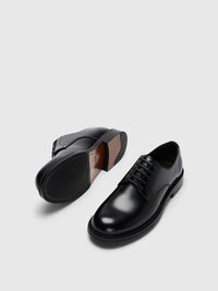 LEATHER DERBY SHOES, Black, highres