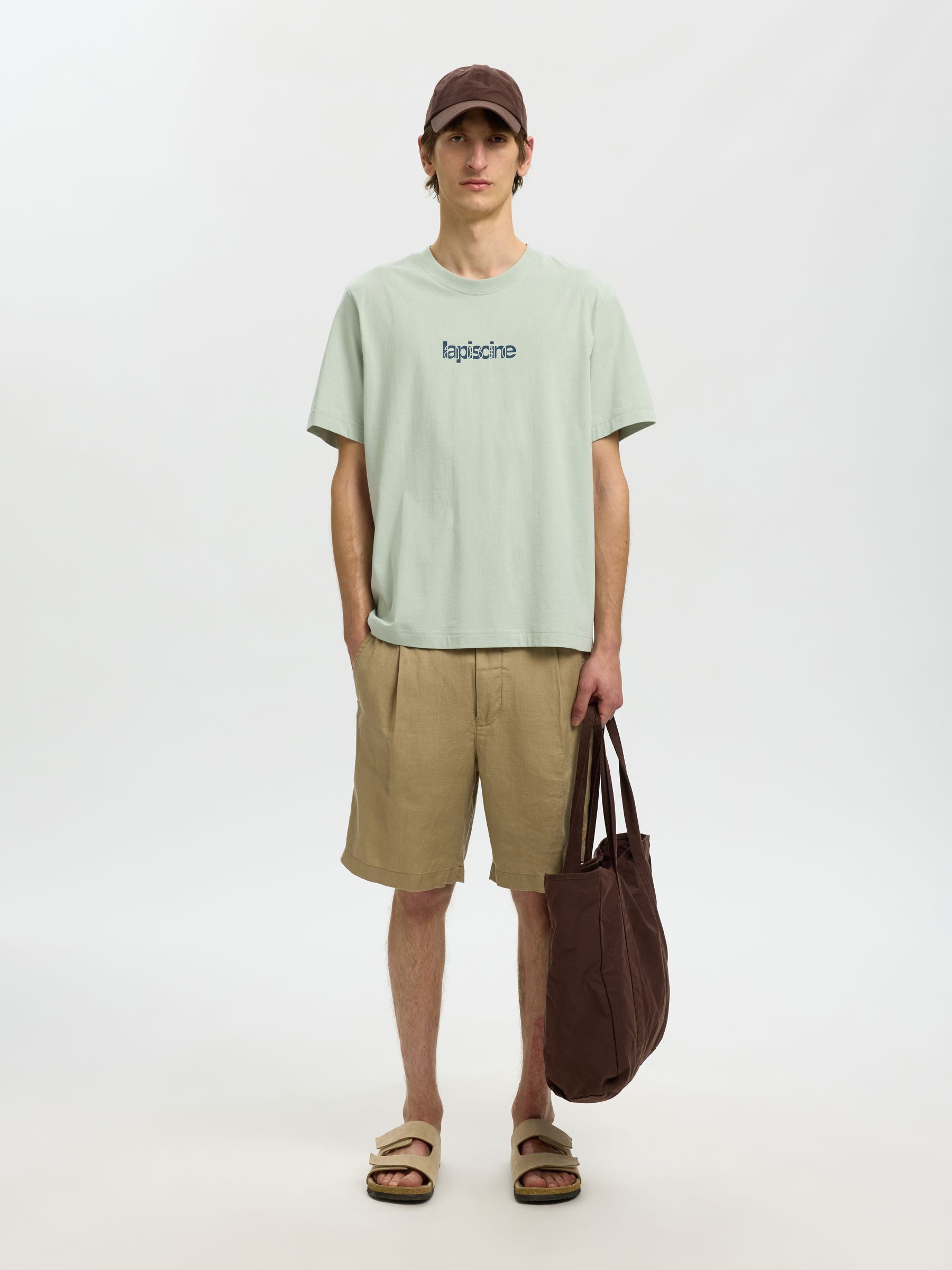 TRYCKT BOMULLS T-SHIRT, Aqua Gray, highres