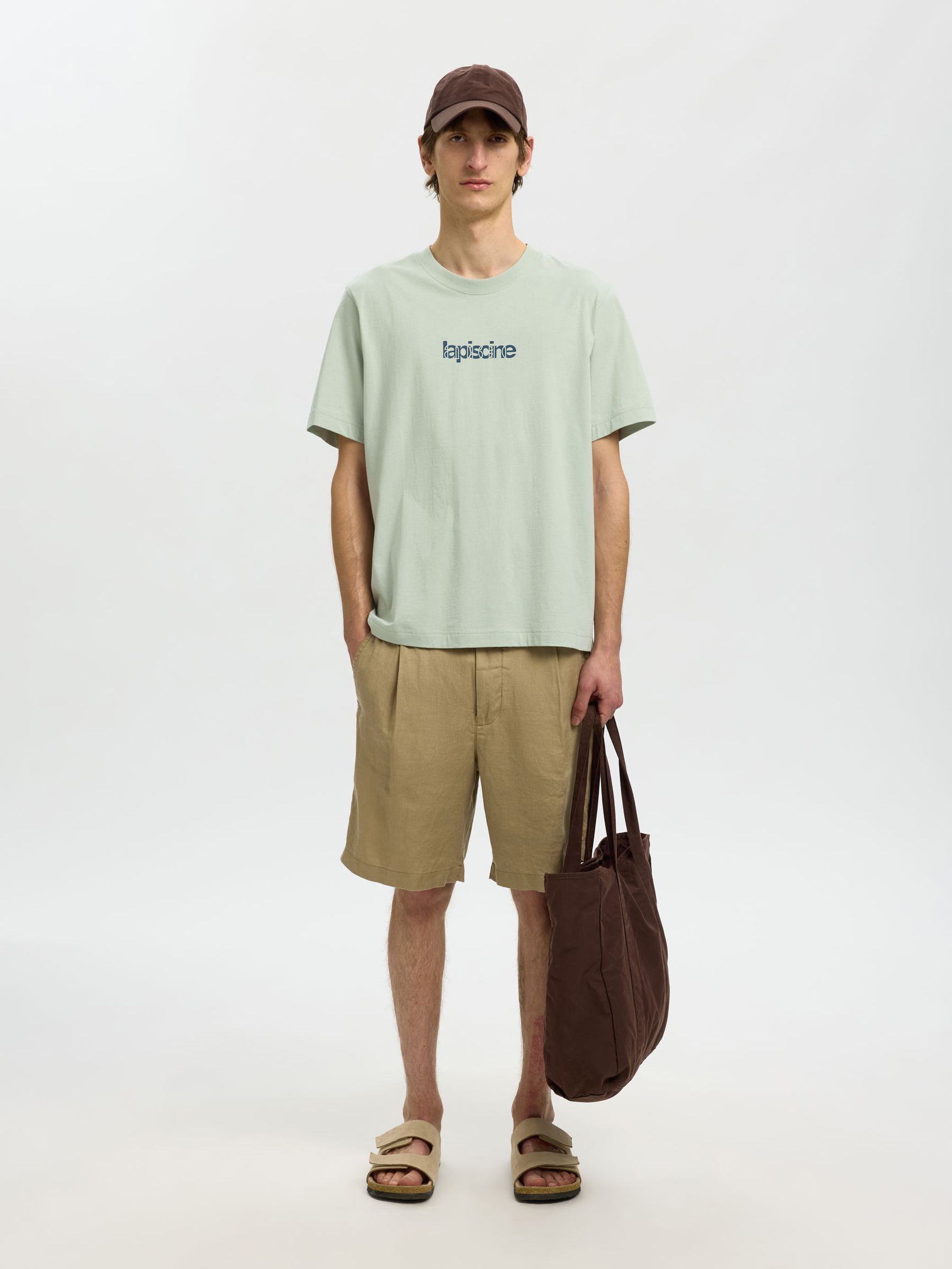 PRINT KATOEN T-SHIRT, Aqua Gray, highres