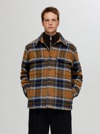 À CARREAUX EN LAINE MÉLANGÉE SURCHEMISES, Wood Thrush, highres