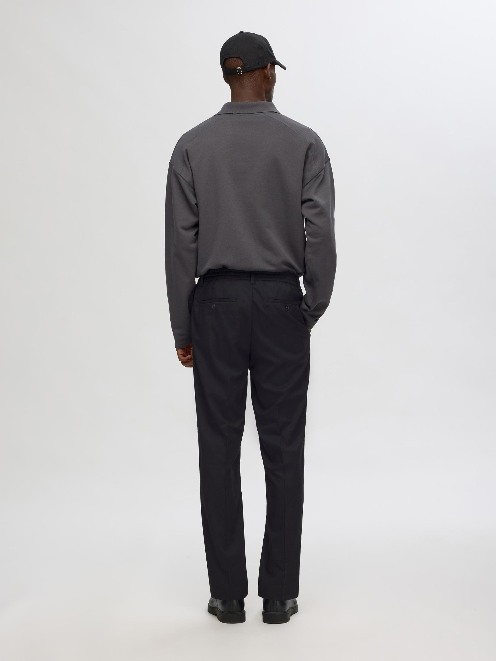 VISKOSEBLANDING PLISSERT BUKSER, Black, highres