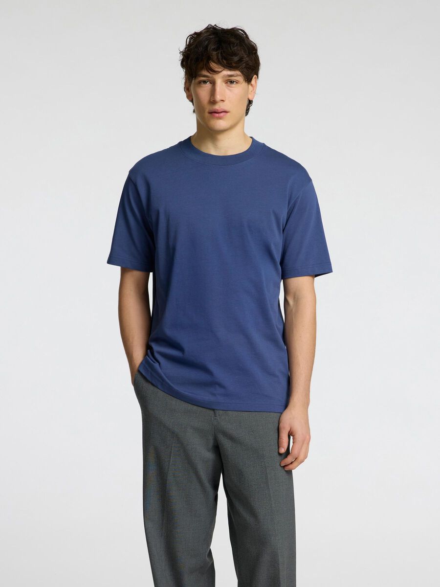 Selected KORTE MOUW RELAXED FIT T-SHIRT, Oceana, highres - 16077385_Oceana_003.jpg