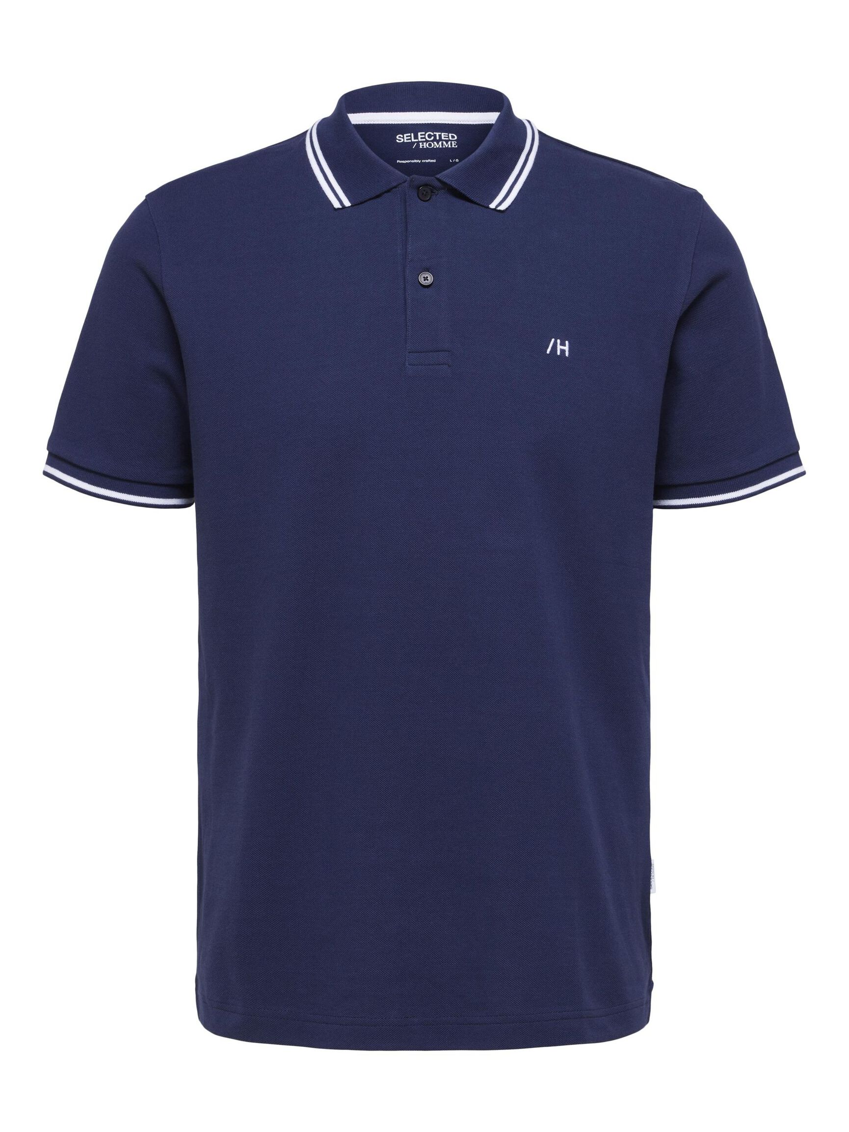 KORTÆRMET POLO, Navy Blazer, highres