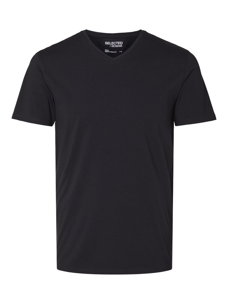 Selected V-NECK T-SHIRT, Black, highres - 16073458_Black_001.jpg