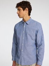LANGARM HEMD, Medium Blue Denim, highres