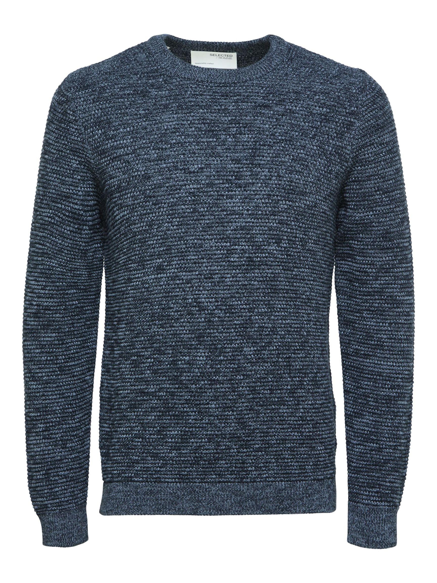 CREW NECK STRIKTRØJE, Dark Sapphire, highres